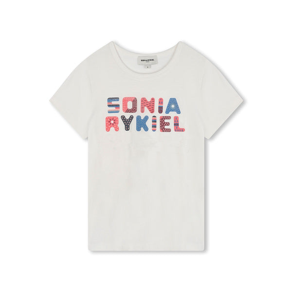Girls White Logo-Print Cotton T-Shirt