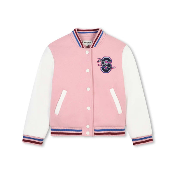 Girls Pink Logo-Embroidered Bomber Jacket