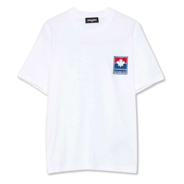 Unisex White Logo-Patch T-Shirts