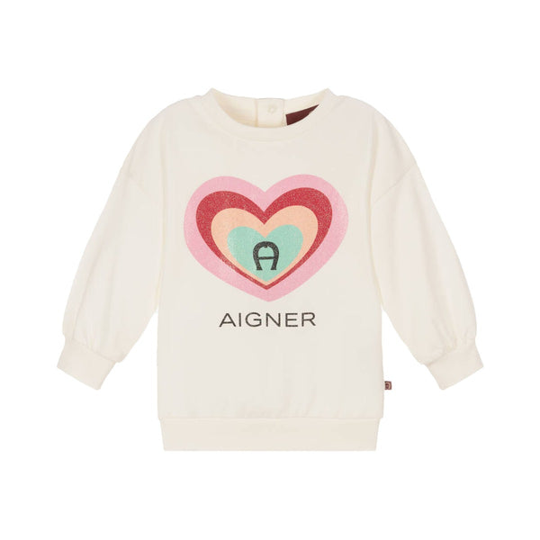 Baby Girls Ivory Cotton Heart Sweatshirt