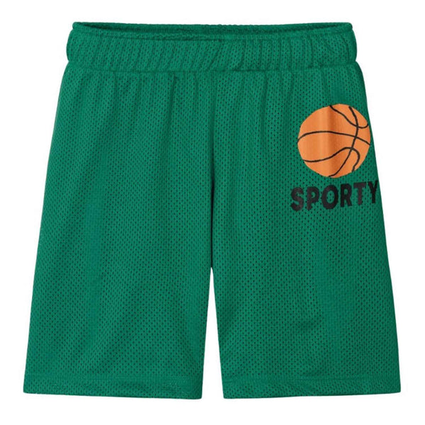 Boys Green Mesh Jersey Basketball Shorts