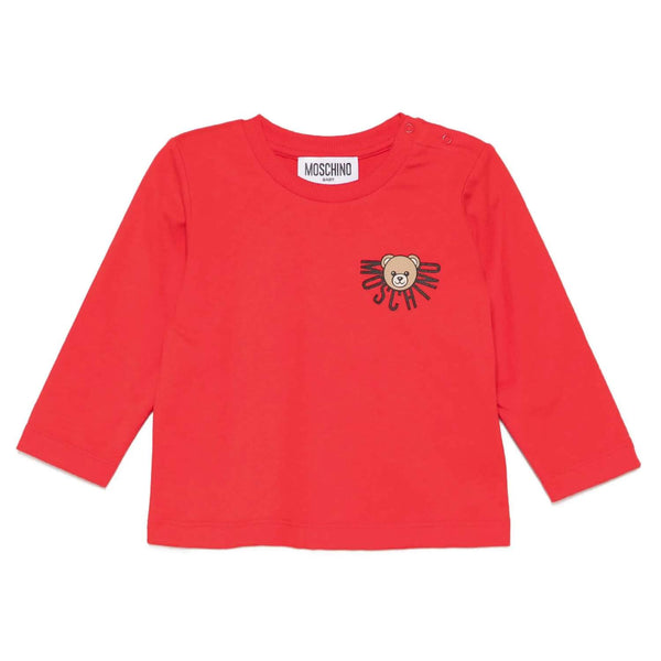 Baby Unisex Red Teddy Bear-Print T-shirt