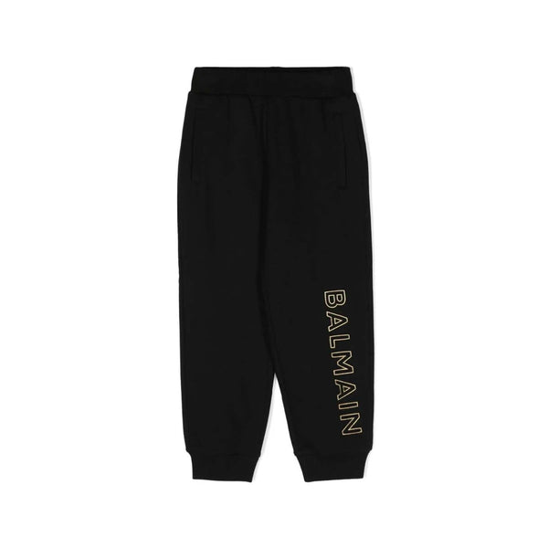 Boys Black Embroidered-Logo Trouser