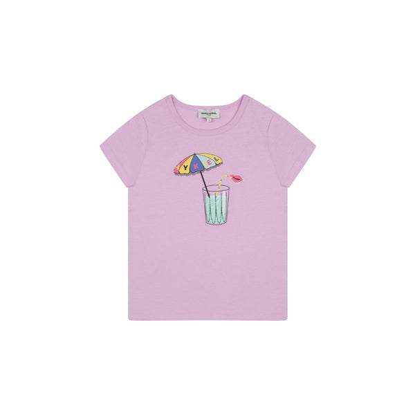 Girls Purple Printed Cotton T-Shirt