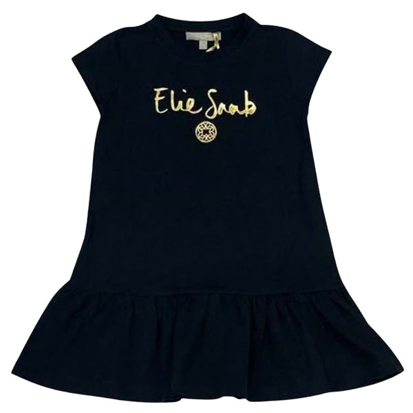 Girls Black Logo-Patch Dress