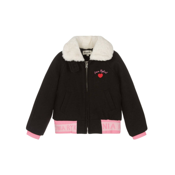 Girls Black & Pink Felted Jacket