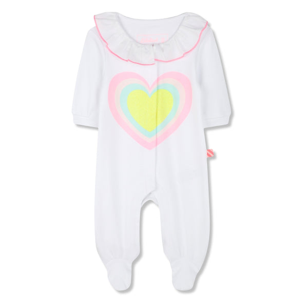 Baby Girls White Heart-Print Cotton Romper