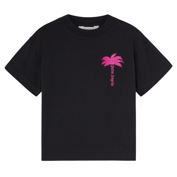 Girls Black Logo-Print Cotton T-Shirt