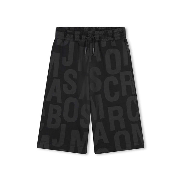 Unisex Black All-Over Print Cotton Shorts