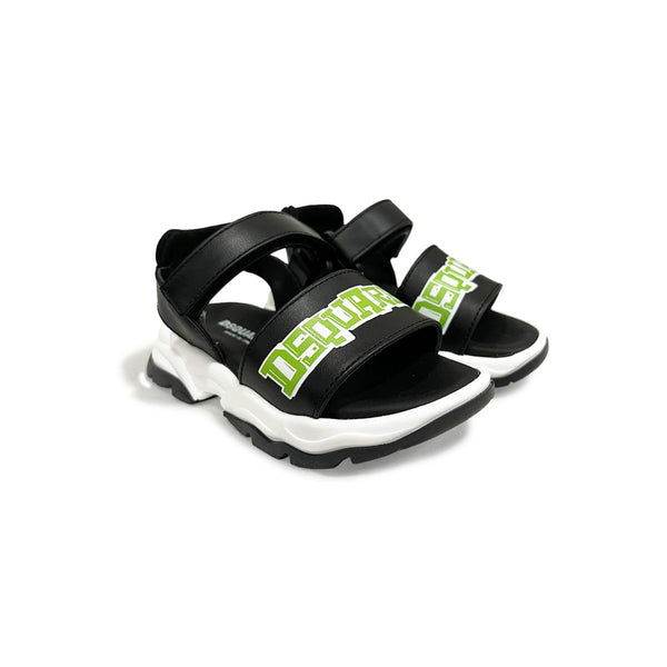 Girls Black Logo-Print Sandals