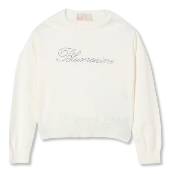 Girls Cream Rhinestone Logo-Print Sweatshirts