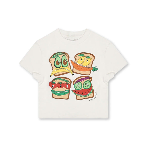 Boys White Cotton Sandwich T-Shirt
