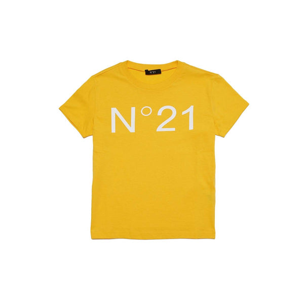 Unisex Yellow Logo-Print Half Sleeves T-Shirt