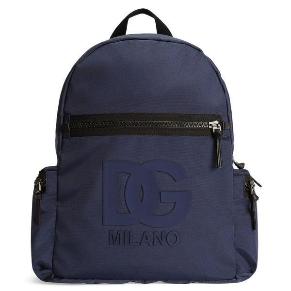Unisex Navy Blue Logo-Embossed Backpack (41cm)