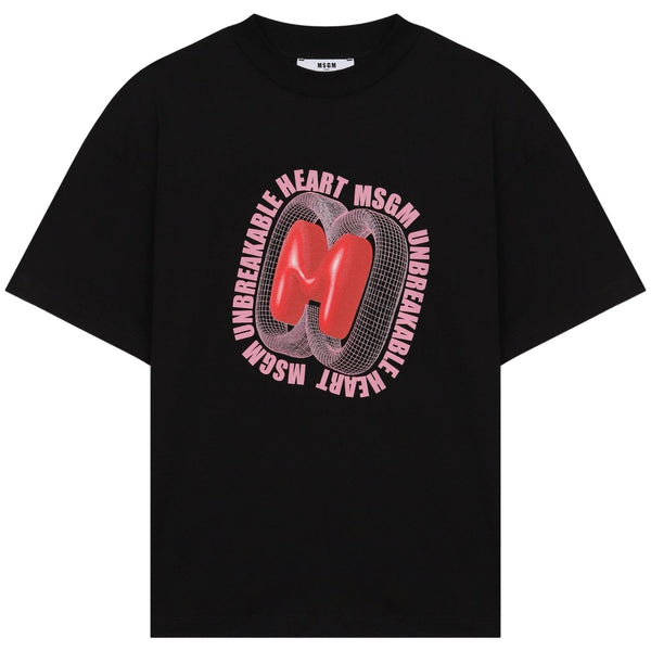 Girls Black Graphic-Print T-Shirt