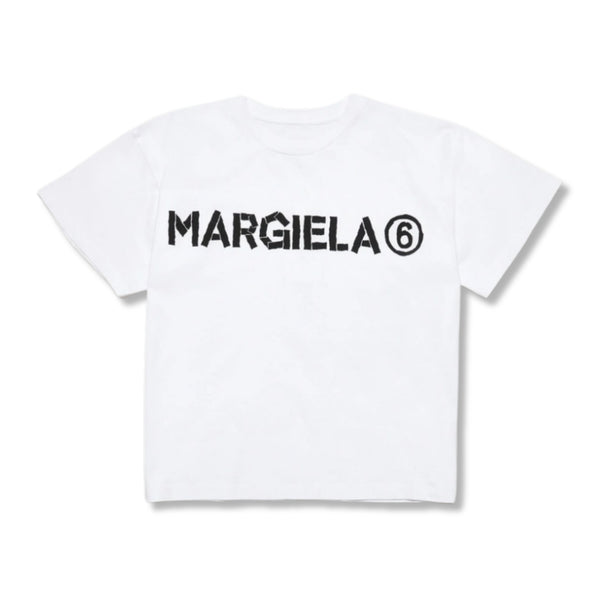 Kids White Cotton Logo Print T-shirt