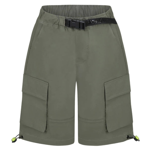 Boys Dark Green Cargo-Pockets Shorts