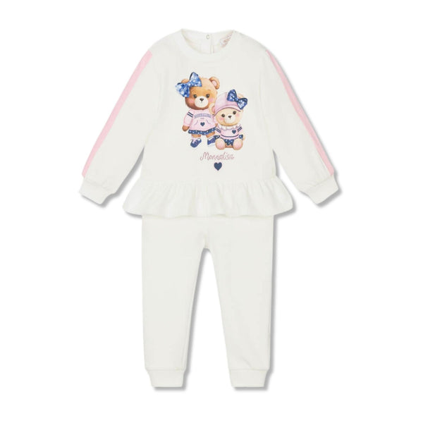 Baby Girls White Cotton Teddy Tracksuit