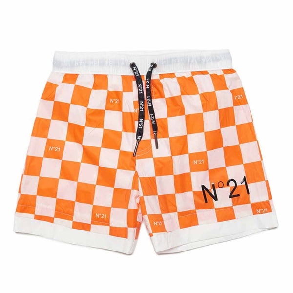 White Swim Boxers With Damier Graphics