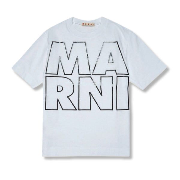 White T-Shirt In Jersey With Marni Logo