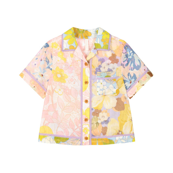 Girls Pink & Purple Floral Cotton Shirt