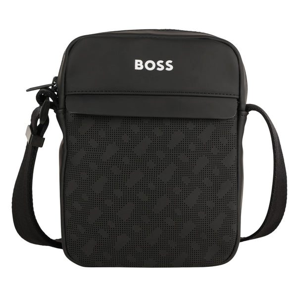 Unisex Black Logo-Patch Crossbody Bag