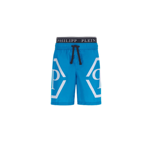 Boys Blue Logo Print Swim Short