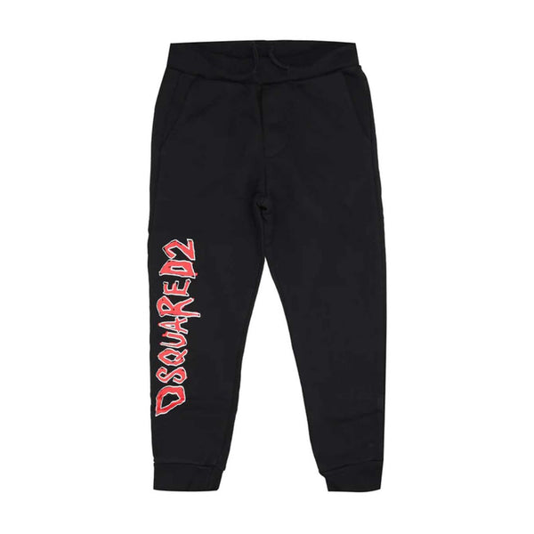 Black Logo Tape Cotton Track Pants