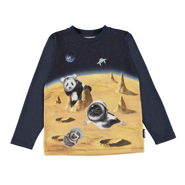 Blue Space Print Full Sleeves T-Shirt