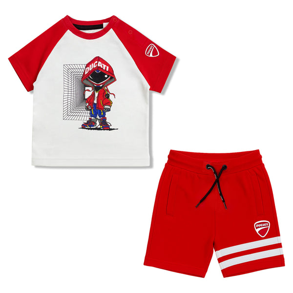 Baby Boys Red Graphic Print Shorts Set