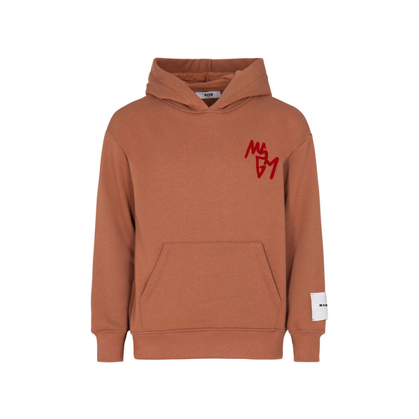 Boys Beige Cotton Hoodie