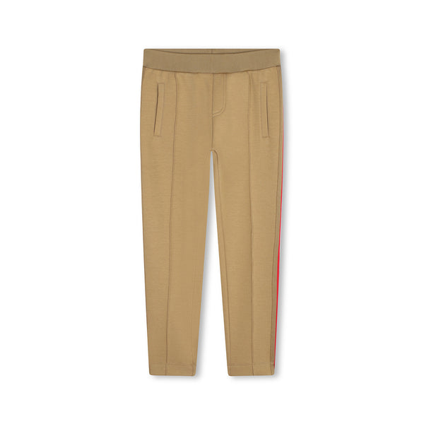 Boys Brown Striped Logo-Print Trousers