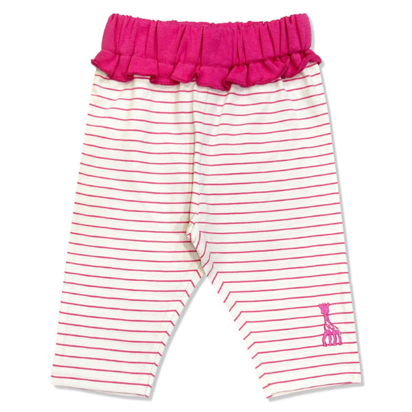Baby Girls Ivory & Pink Embroidery Logo Leggings
