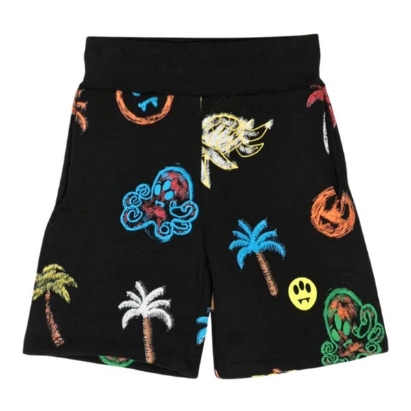 Unisex Black illustration-Print Cotton-Jersey Shorts