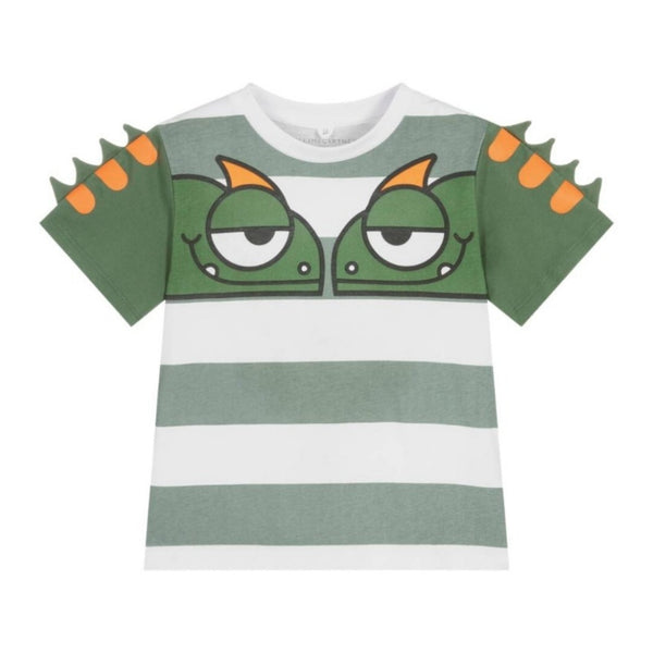 Boys Green & White Striped T-Shirt