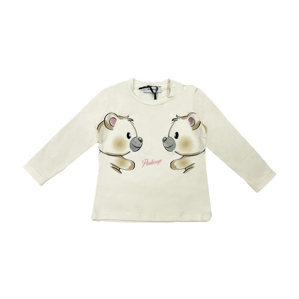 Baby Girls Cream Cotton Full Sleeves T-Shirt