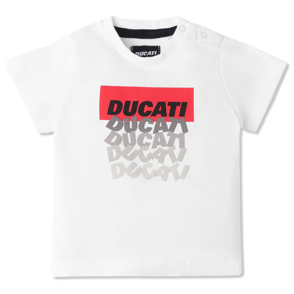 Boys White Cotton Logo T-Shirt