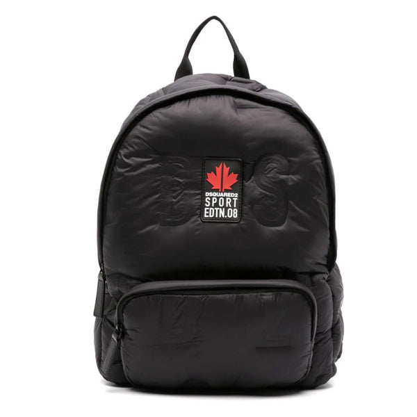 Kids Black Logo-Patch Backpack