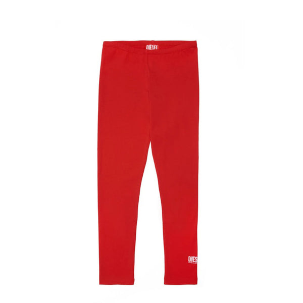 Red Leggings Pants With Logo At Ankle