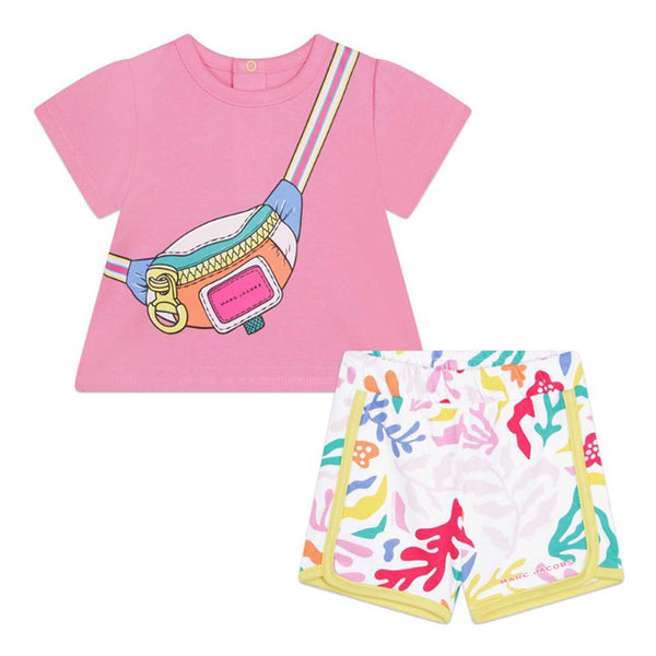 Girls Pink Cotton Shorts Set