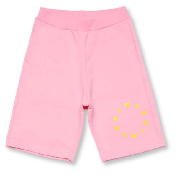 Unisex Pink Logo-Print Cotton Shorts