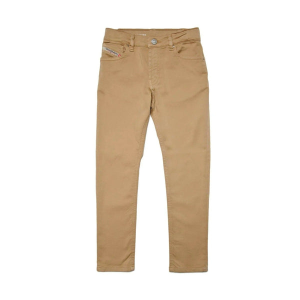 Boys Beige Mid-Rise Straight-Leg Jeans