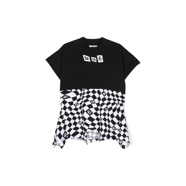 Girls Black Monochrome Print Dress