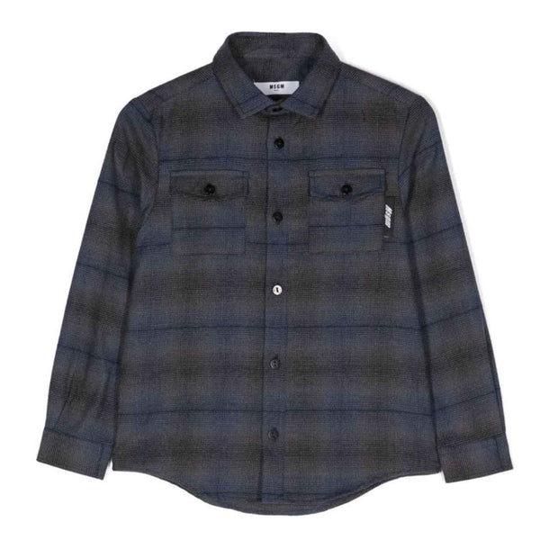 Boys Blue Check-Pattern Cotton Shirt