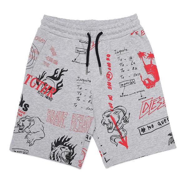 Boys Grey Printed Shorts