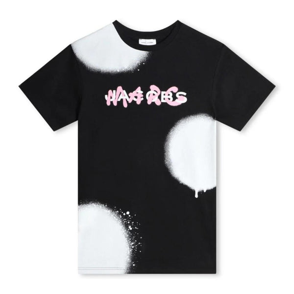 Boys Black Cotton Spray Paint T-Shirt