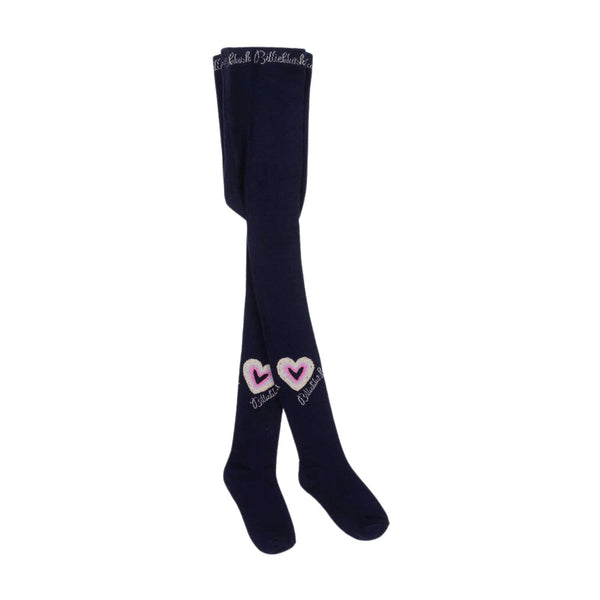 Girls Navy Blue Heart Tights