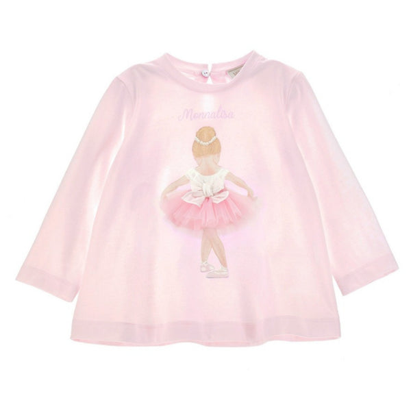 Girls Pink Cotton Ballerina T-shirt