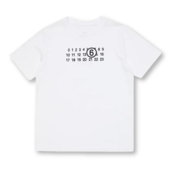Unisex White Numeric Logo-Print T-shirt