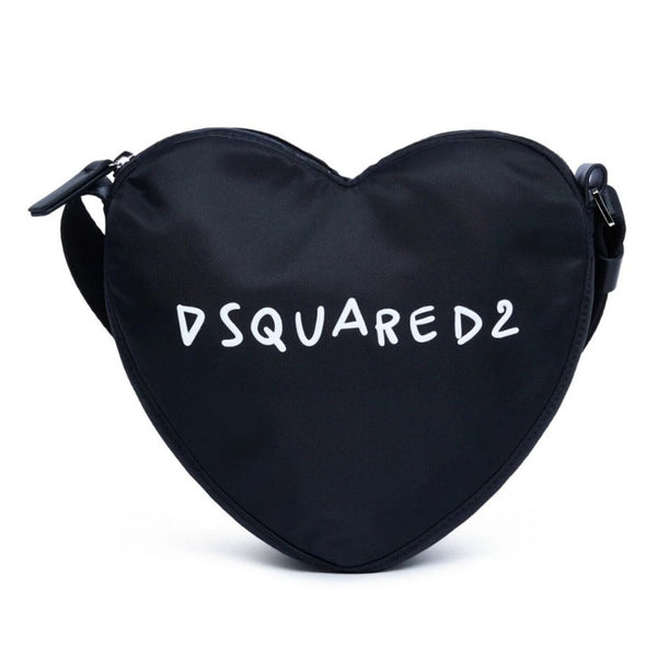 Girls Black Heart-Shaped Hand Bag